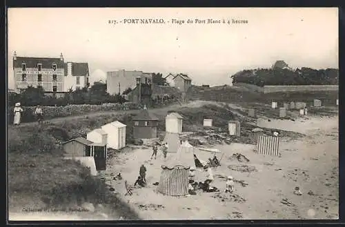 AK Port-Navalo, Plage du Port Blanc à 4 heures