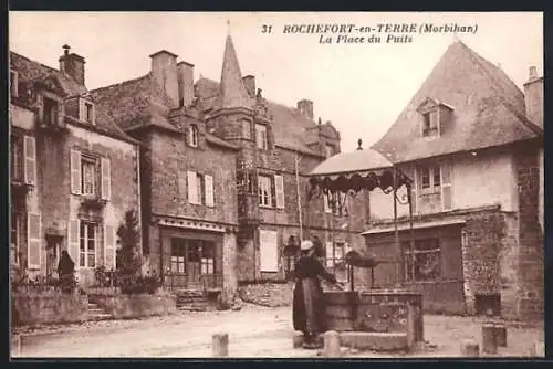 AK Rochefort-en-Terre, La Place du Puits