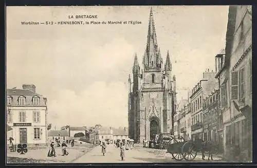 AK Hennebont, la Place du Marché et l`Église