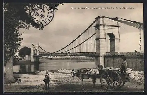 AK Lorient, Le Pont Saint-Christophe avec charrette et cheval