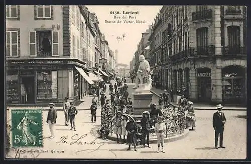 AK Lorient, Rue du Port et Statue de Victor Massé