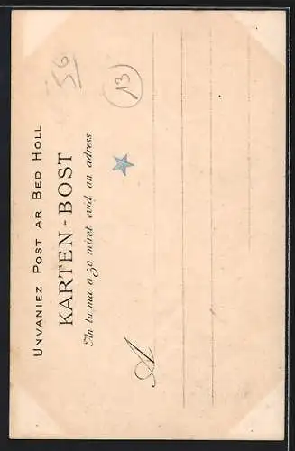 AK Auray, Vieilles maisons et charrette sous un pont en pierre