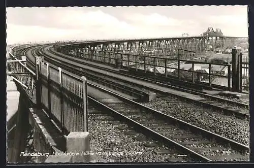 AK Rendsburg, Hochbrücke mit Gleisen