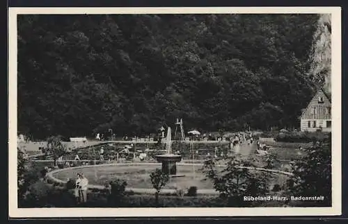 AK Rübeland-Harz, Badeanstalt mit Brunnen