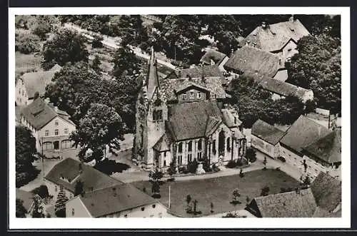 AK Hilter / Teutoburger Wald, Ev. Luth. Kirche aus der Vogelschau