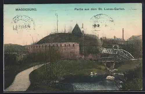 AK Magdeburg, Partie aus dem St. Lukas Garten