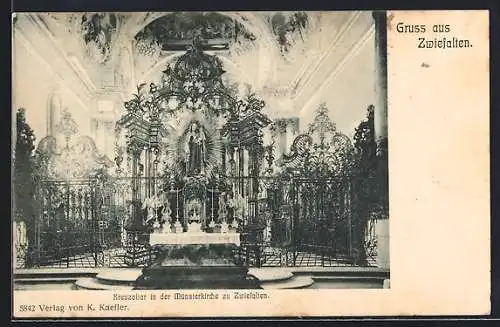 AK Zwiefalten / Württ., Kreuzaltar in der Münsterkirche