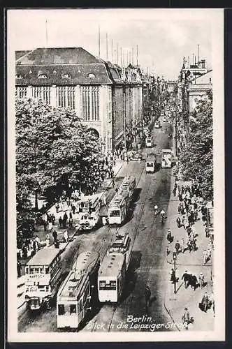 AK Berlin, Leipziger Strasse, Strassenbahn