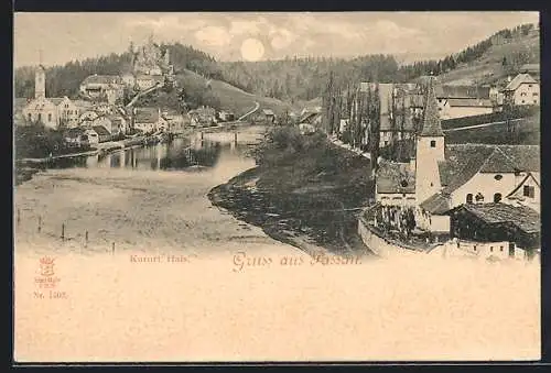 AK Passau, Hals, Teilansicht mit Ruine