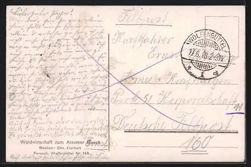 AK Wolfenbüttel, Waldgasthaus zum Atzumer Busch con Chr. Harbort