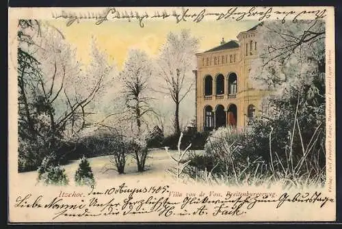 AK Itzehoe, Villa von de Voss in der Strasse Breitenburgerweg im Winter