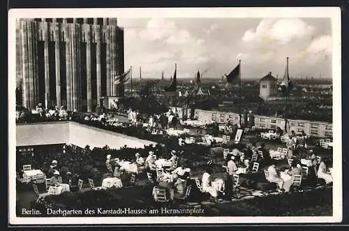 AK Berlin-Neukölln, Dachgarten des Karstadt-Kaufhauses am Hermannplatz