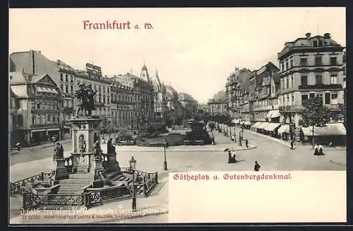 AK Frankfurt a. M., Götheplatz und Gutenbergdenkmal