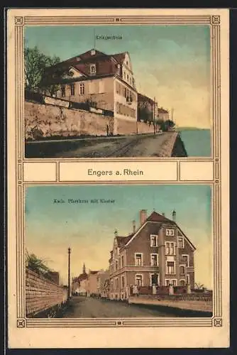 AK Engers a. Rhein, Kriegsschule, Kath. Pfarrhaus mit Kloster