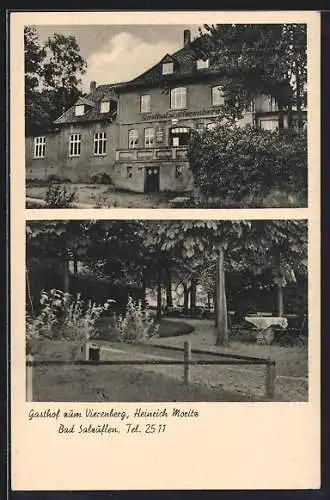 AK Bad Salzuflen, Gasthof zum Vierenberg v. Heinrich Moritz mit Gartenwirtschaft