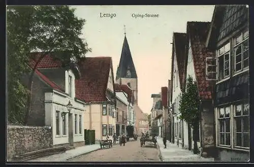 AK Lemgo, Oping-Strasse mit Blick zur Kirche