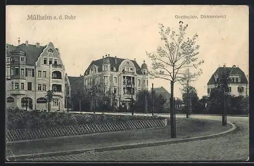 AK Mülheim a. d. Ruhr, Strasse und Villen am Gotheplatz im Dichterviertel