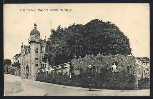 AK Schänzchen, Bonner Alemannenhaus, Verbindungshaus, Eckfassade