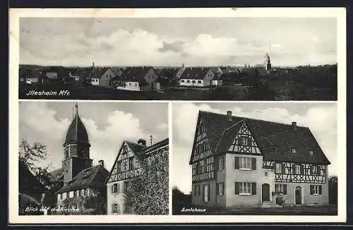 AK Illesheim /Mfr., Kirche und Amtshaus