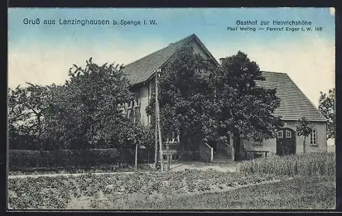 AK Lenzinghausen b. Spenge, Gasthof zur Heinrichshöhe, Bes. Paul Wefing