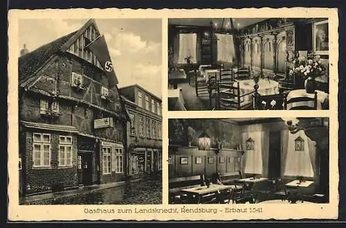 AK Rendsburg, Gasthaus zum Landsknecht, Bes. Walter Rohde, 