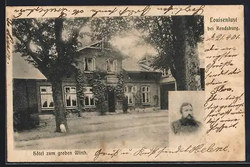 AK Rendsburg, Gasthaus Louisenlust & Hotel zum groben Wirth