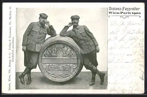 AK Distanz-Fassroller Wien-Paris 1900, F. Enzmann und J. Trebsche