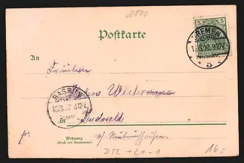 Mondschein-Lithographie Bremen, Rathaus, Halt gegen das Licht