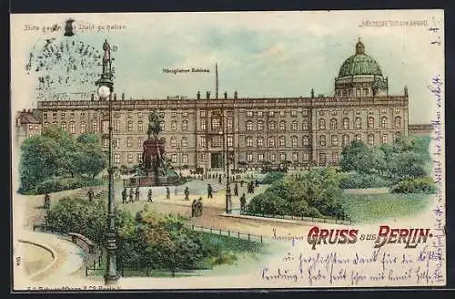 Lithographie Berlin, Königliches Schloss, Halt gegen das Licht