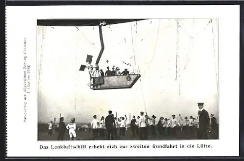 AK Das Lenkluftschiff erhebt sich zur zweiten Rundfahrt in die Lüfte