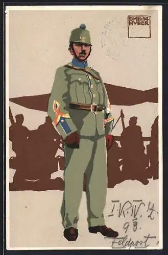 Künstler-AK sign. Emil Huber: Soldat in Uniform