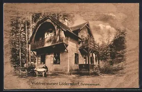 AK Lödersdorf /Oststeiermark, Partie am Waldrestaurant