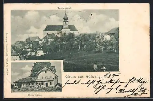 AK Adlwang, Hohe Linde, Totalansicht mit Kirche