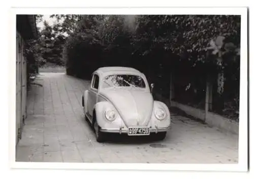 2 Fotografien Auto Vokswagen VW Käfer, Dickholmer mit Faltdach