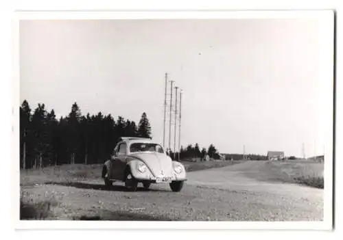 2 Fotografien Auto Vokswagen VW Käfer, Dickholmer mit Faltdach