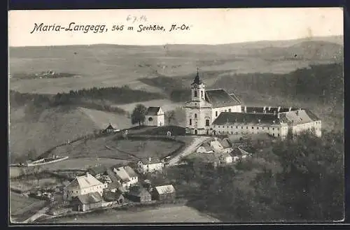 AK Maria-Langegg, Blick auf Wallfahrtskirche und Servitenkloster