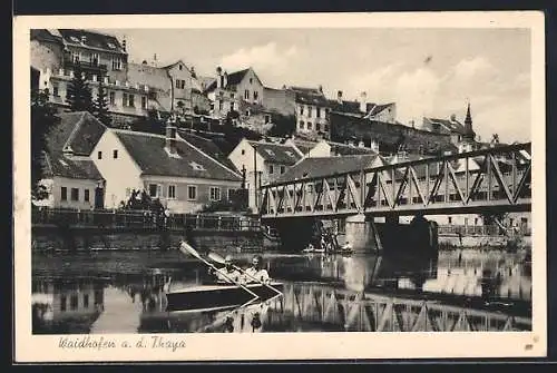 AK Waidhofen a. d. Thaya, Uferpartie mit Brücke