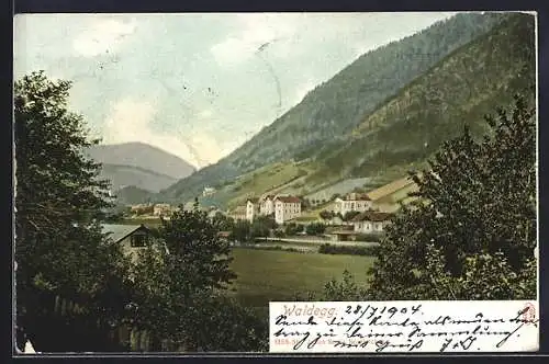AK Waldegg, Ortsansicht mit Bergen