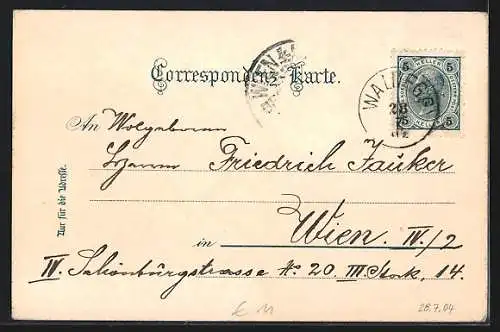 AK Waldegg, Ortsansicht mit Bergen