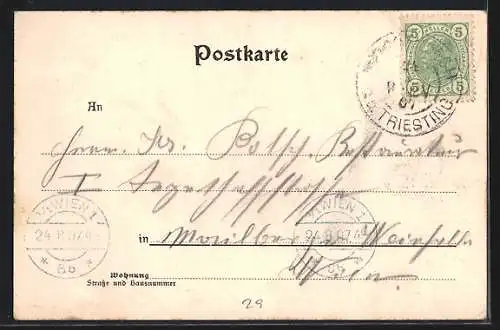 AK Weissenbach a. d. Triesting, Teilansicht aus der Vogelschau