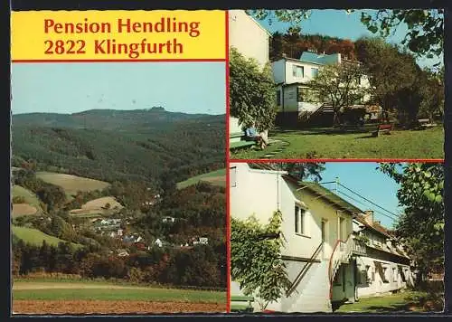 AK Klingfurth, Pension Hendling, Ortsansicht und Aussenansicht d. Pension