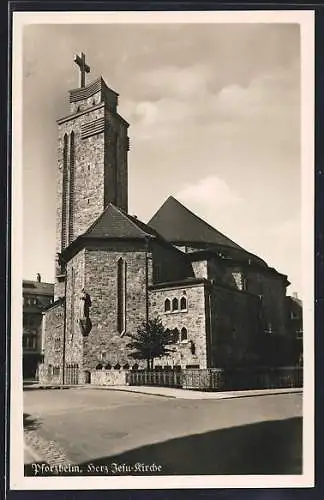 AK Pforzheim, Partie an der Herz Jesu Kirche