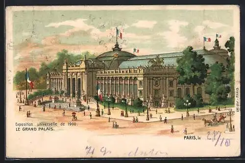 Lithographie Paris, Exposition universelle de 1900, Le Grand Palais