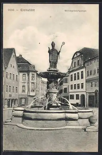 AK Eichstätt, Willibaldsbrunnen mit Strassenpartie