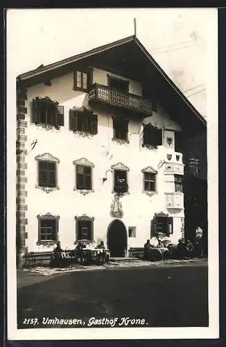 AK Umhausen, Gasthof Krone, von der Strasse gesehen