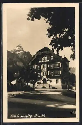 AK Ehrwald, Hotel Sonnenspitze mit Gipfelblick