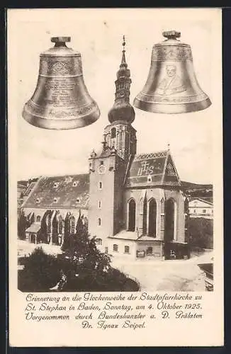 AK Baden, Erinnerun g an die Glockenweihe der Stadtpfarrkirche 1925