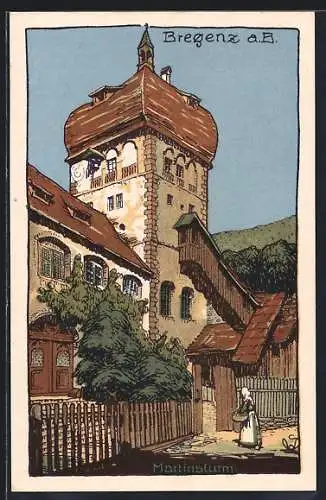 Künstler-AK Bregenz a. B., Martinsturm