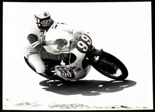 Fotografie Motorsport, Motorrad, Rennmotorrad Startnummer 99 pilotiert von Steve Ellis