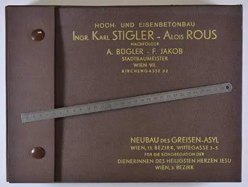 Fotoalbum mit 52 Fotografien, Ansicht Wien XIII, Neubau des Greisen-Asyl, Wittegasse 3-5, Karl Stigler - Alois Rous